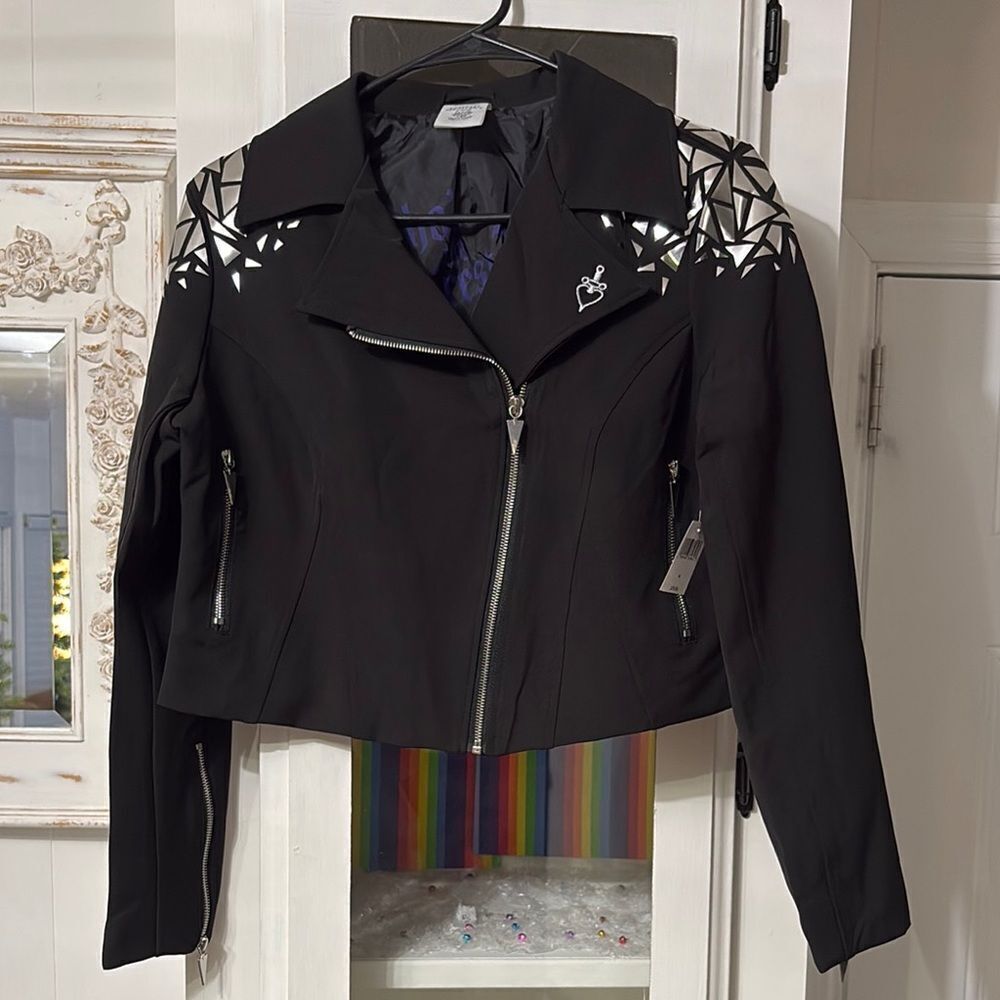 Disney Evil Queen Black Girls Jacket with Geometric Cutouts on the shoulders